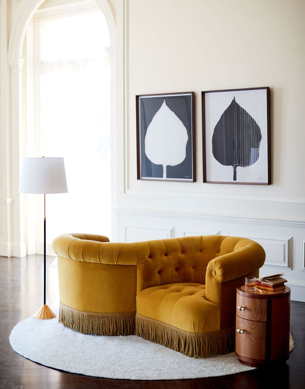 curved sofa by soho home and anthropologie (no longer in stock)