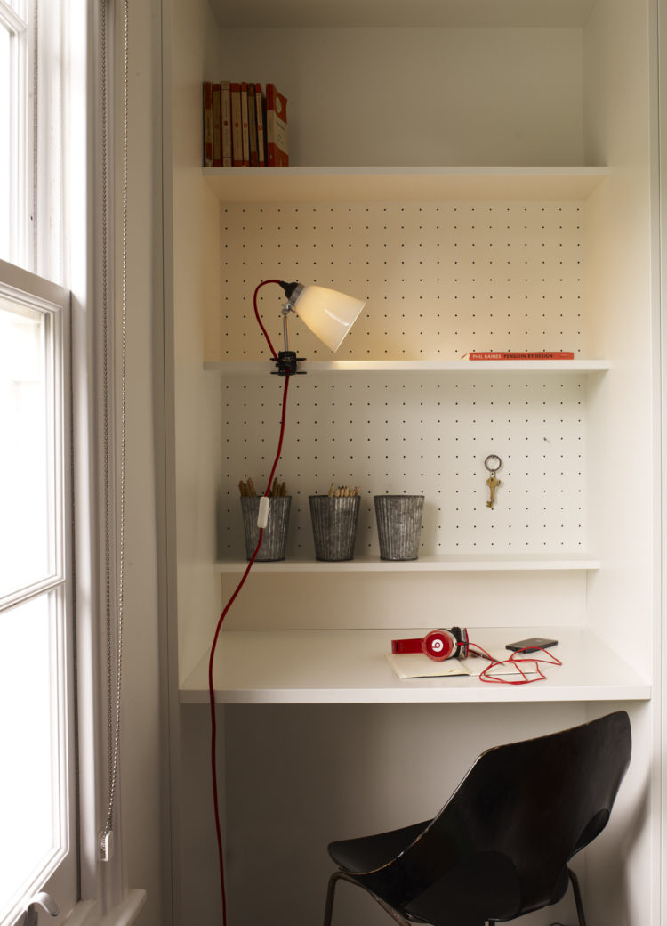 Original BTC - Hector medium dome clip light with red cotton braided flex - home office lighting - lifestyle - Portrait