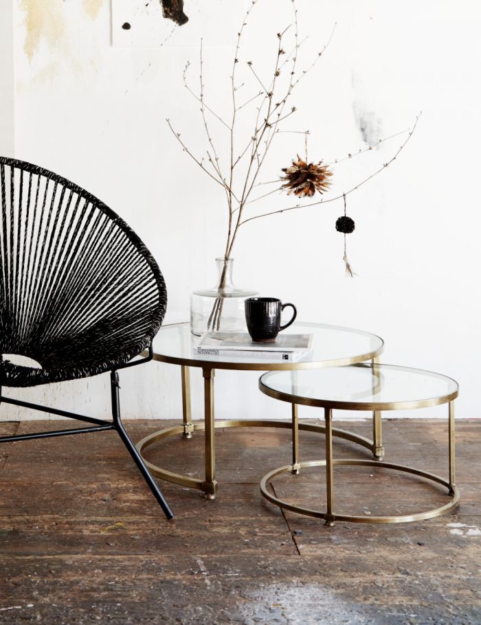 stacking round glass coffee table set from rose and grey