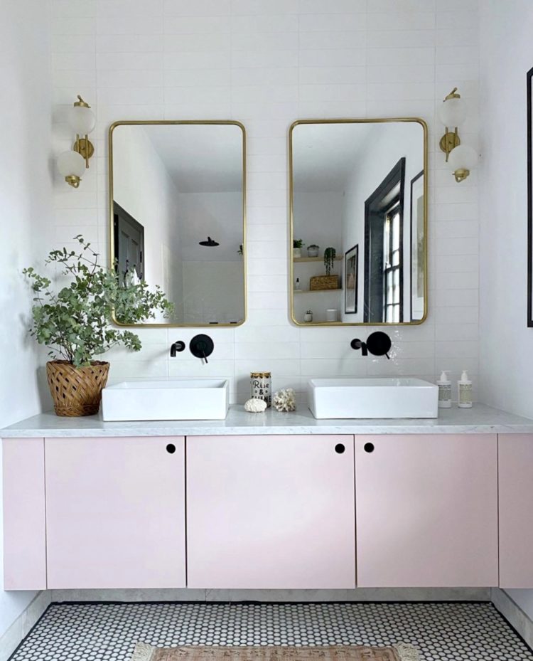 pink bathroom cupboards by Lisa Dawson