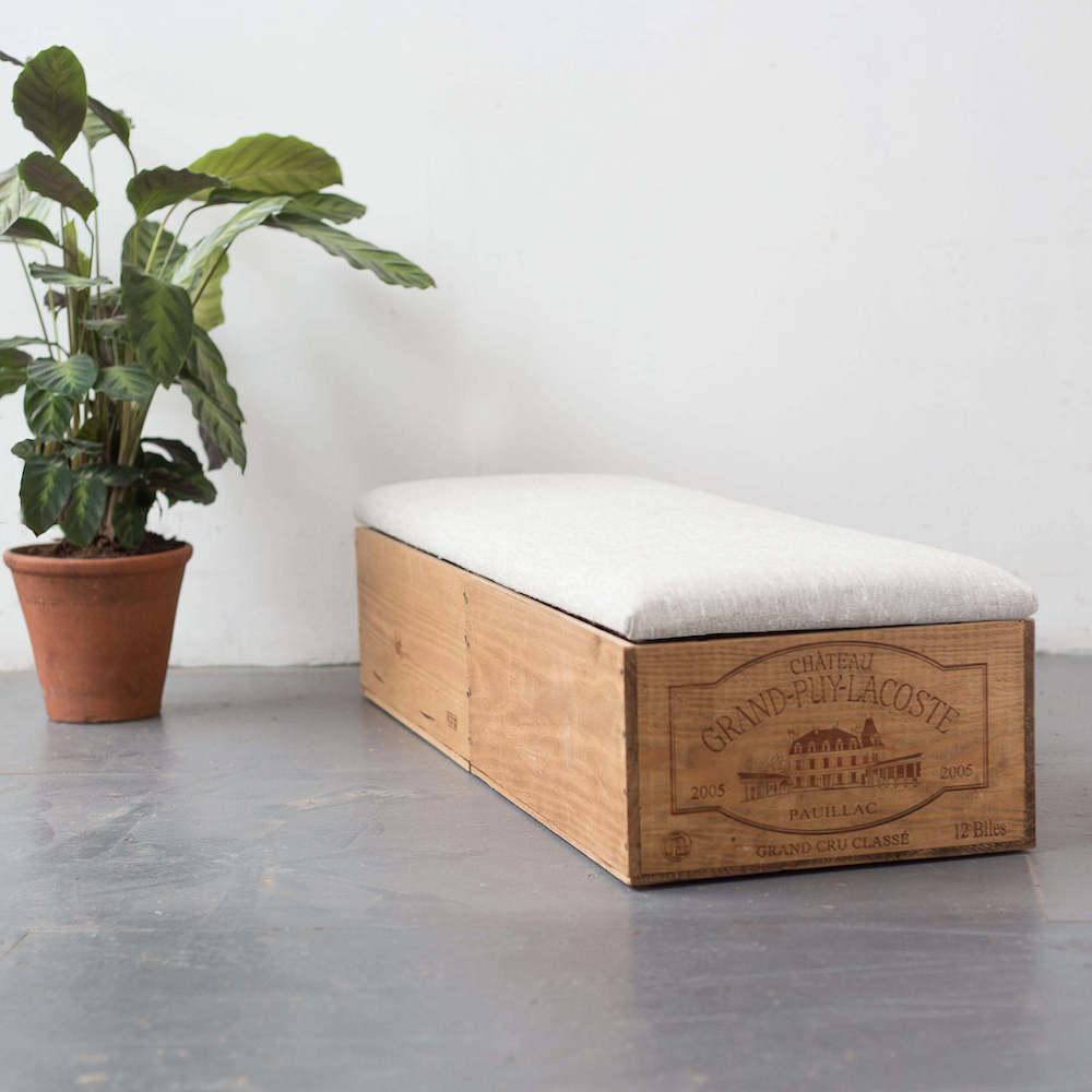 double length wine crate ottoman