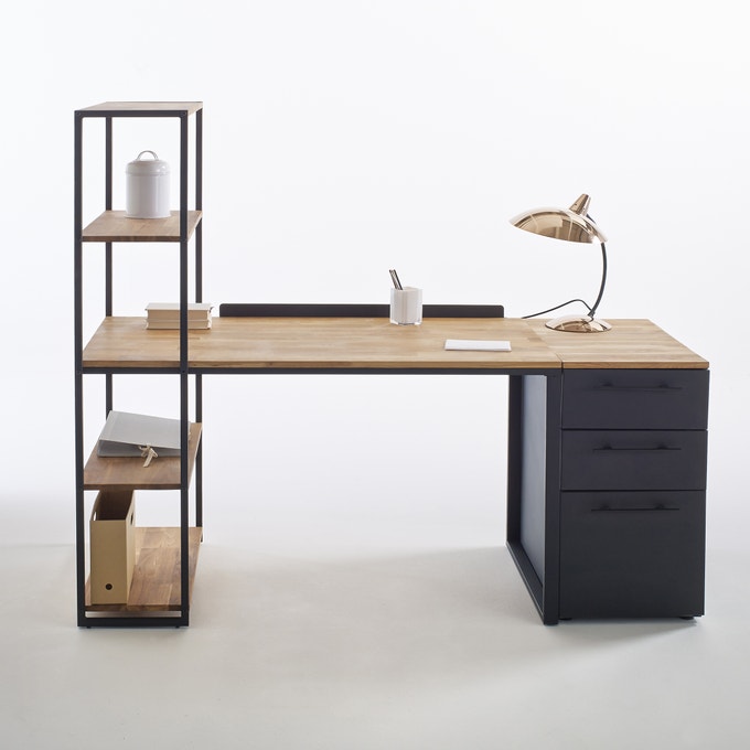 hiba steel and oak desk with storage from la redoute £450