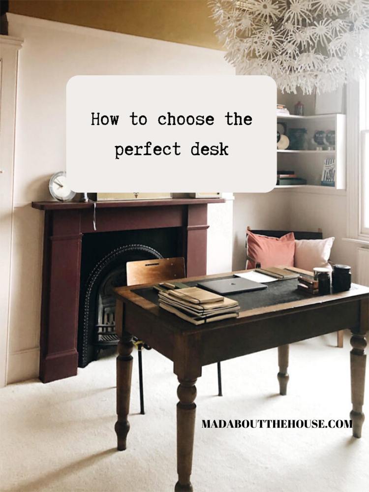 How to choose the perfect desk with Kate Watson-Smyth. Kate's home office features a wooden Georgian writing desk. #homeoffice #writingdesk