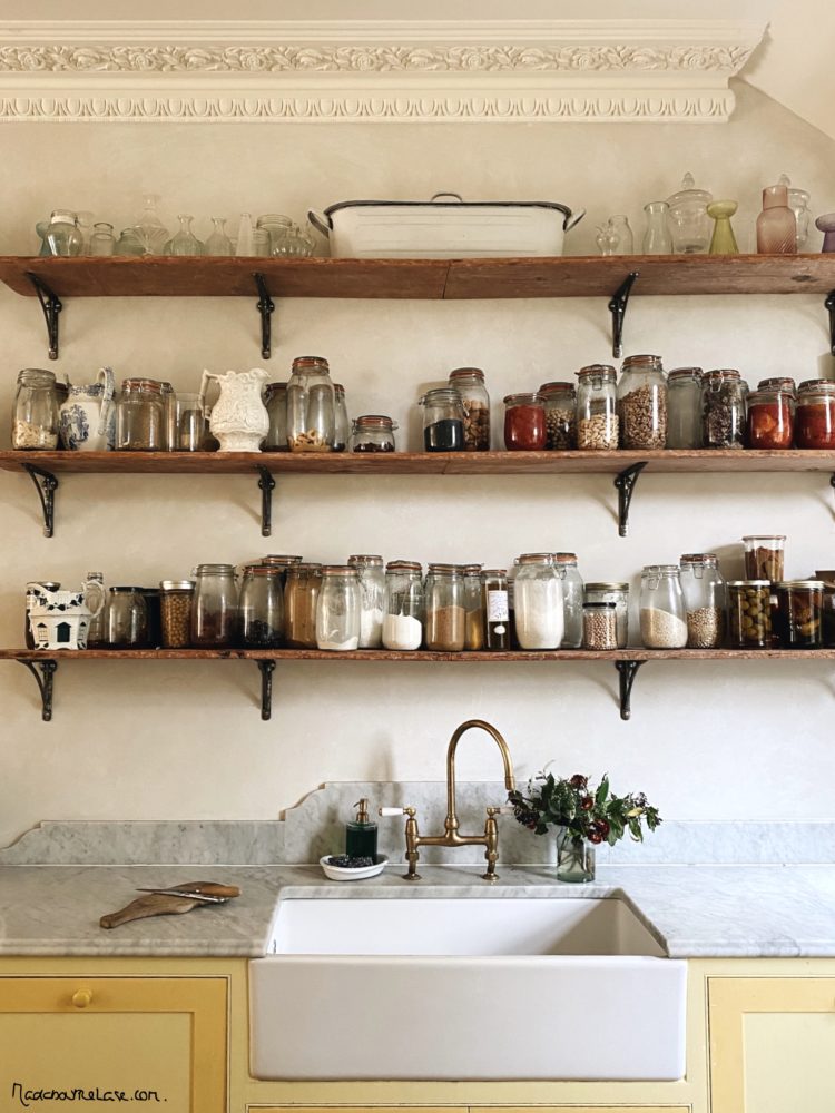 vintage potter shelves at the home of skye mcalpine by madaboutthehouse.com