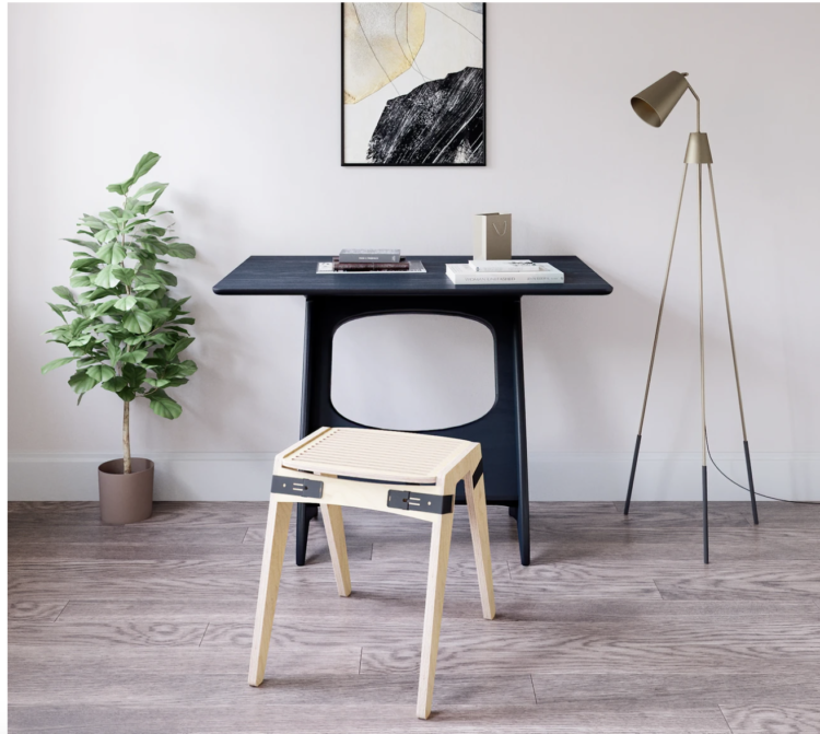 fuzl sustainable flatpack furniture desk and stool 