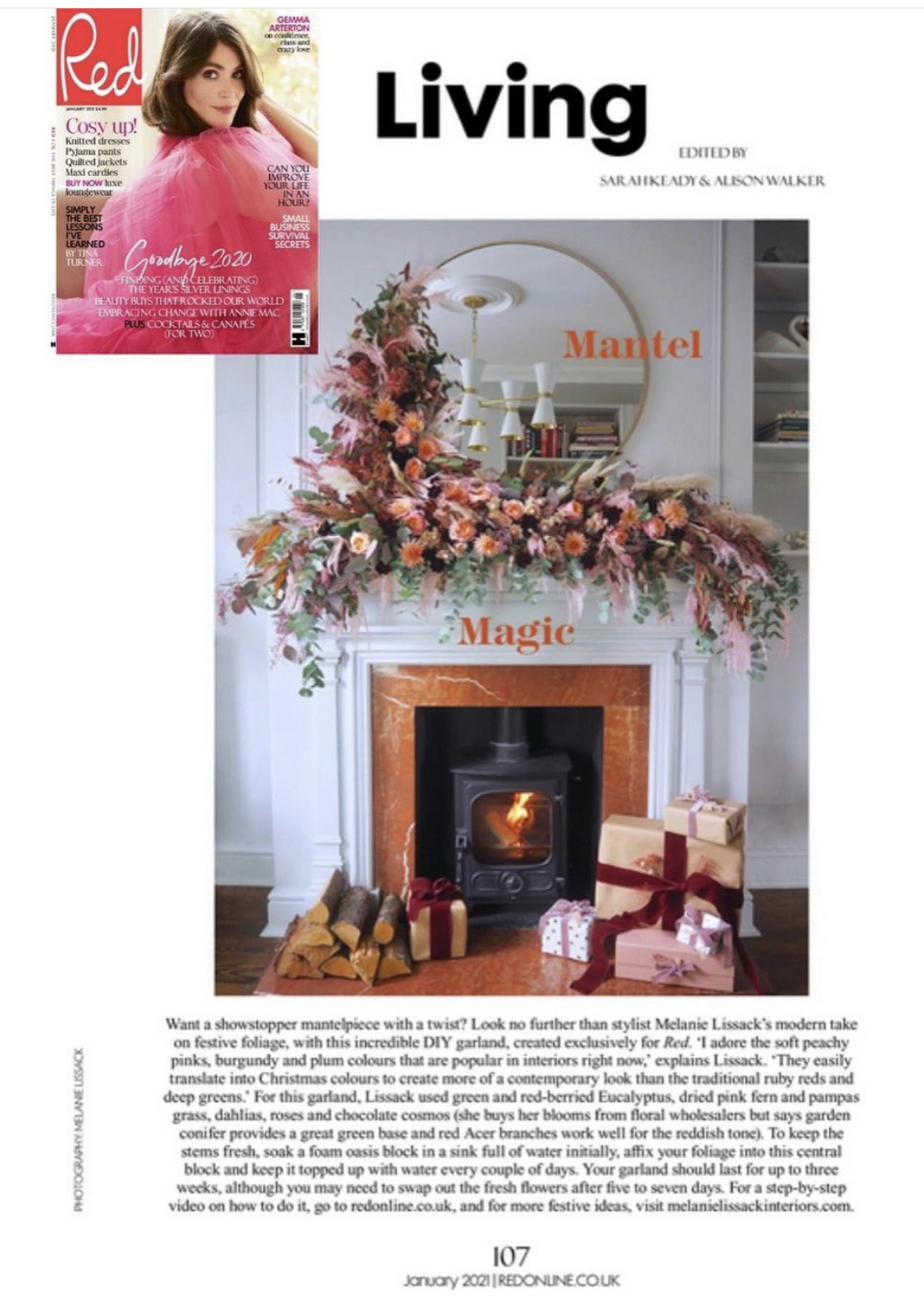 fireplace garland by melanie lissack interiors for red magazine