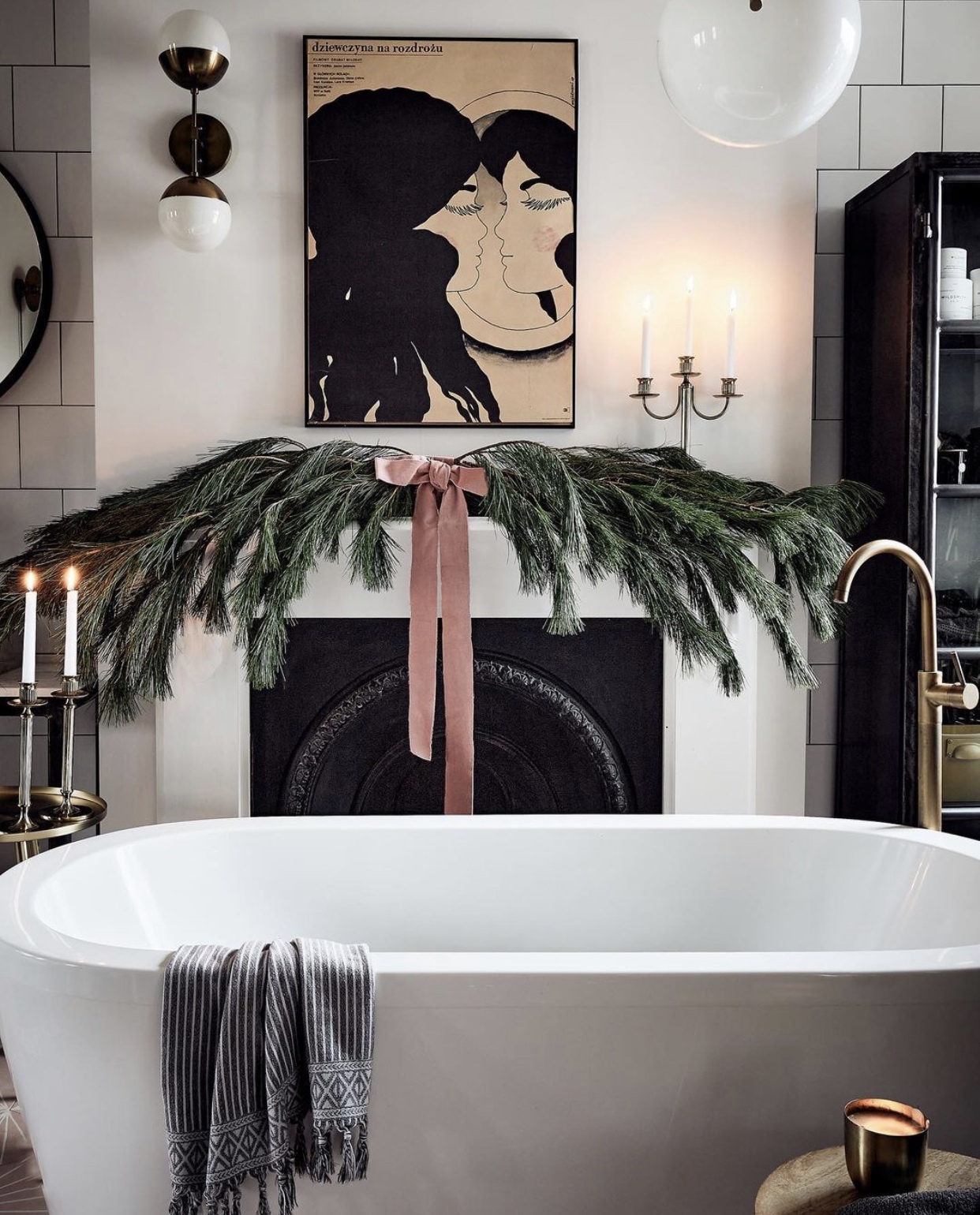 bathroom mantle garland by Nikki Bamford-Bowes @andthentheywentwild