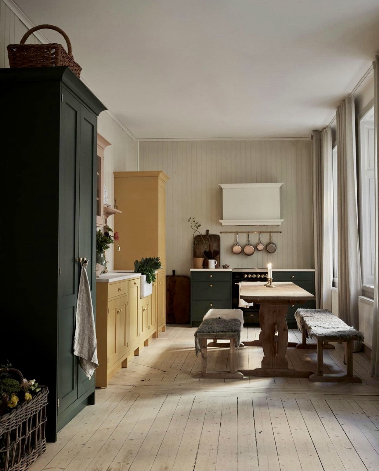 kitchen by cupboards and goods