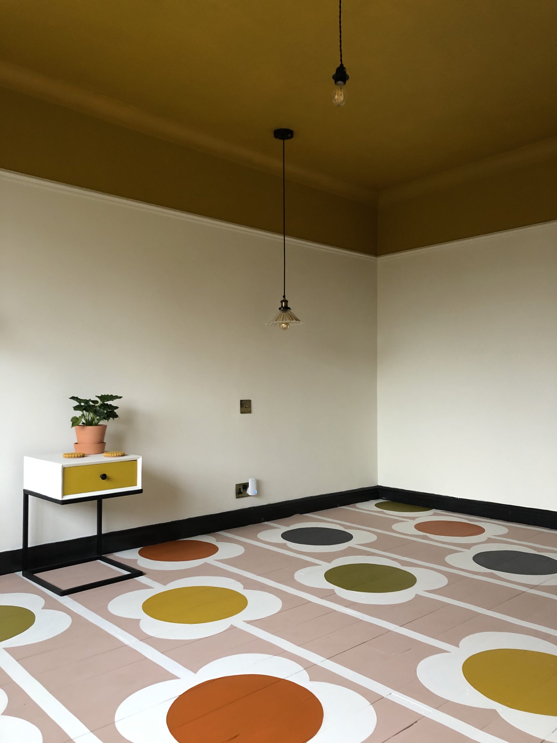 painted orla kiely floor by Emma Cooper from @ahouseonashbank