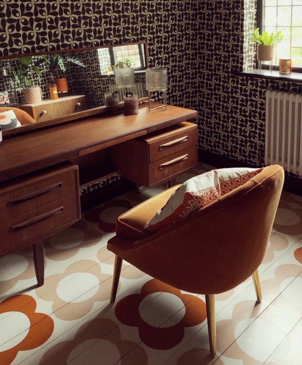 painted orla kiely floor by Emma Cooper from @ahouseonashbank