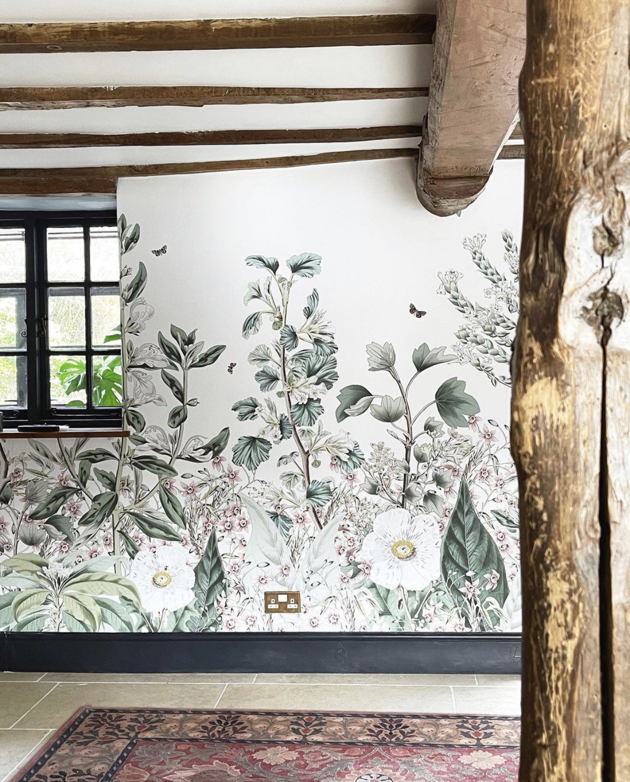 mural in listed beamed cottage via @the_listed_home