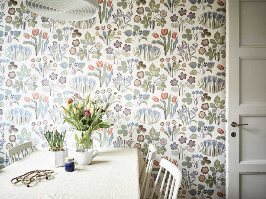 swedish apartment for sale via stadshem with the 1940s josef frank's classic spring bells wallpaper