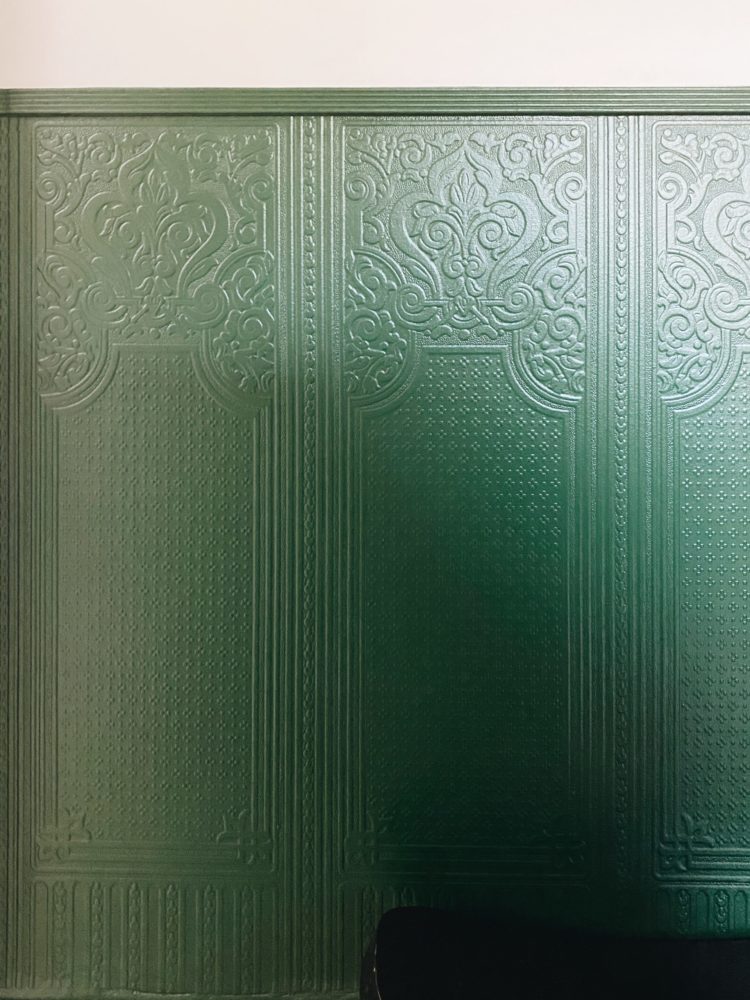 anaglypta panels painted green