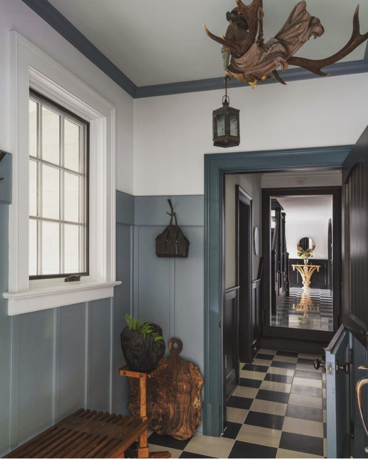 design by studio hus using shades of blue on the panelling and woodwork
