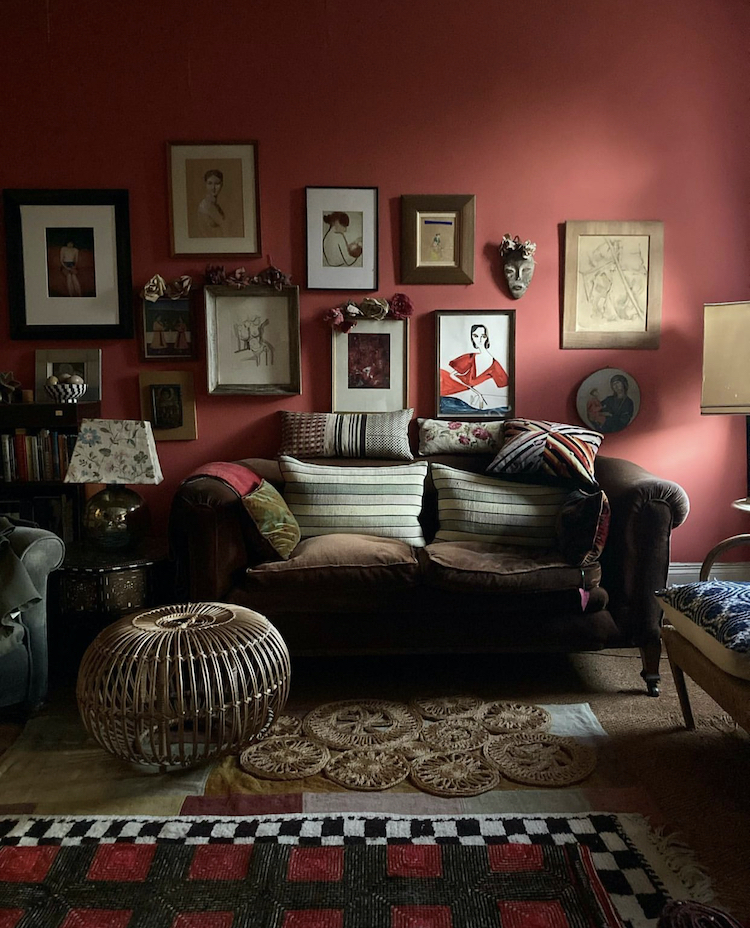 deep red walls in the home of lucinda chambers