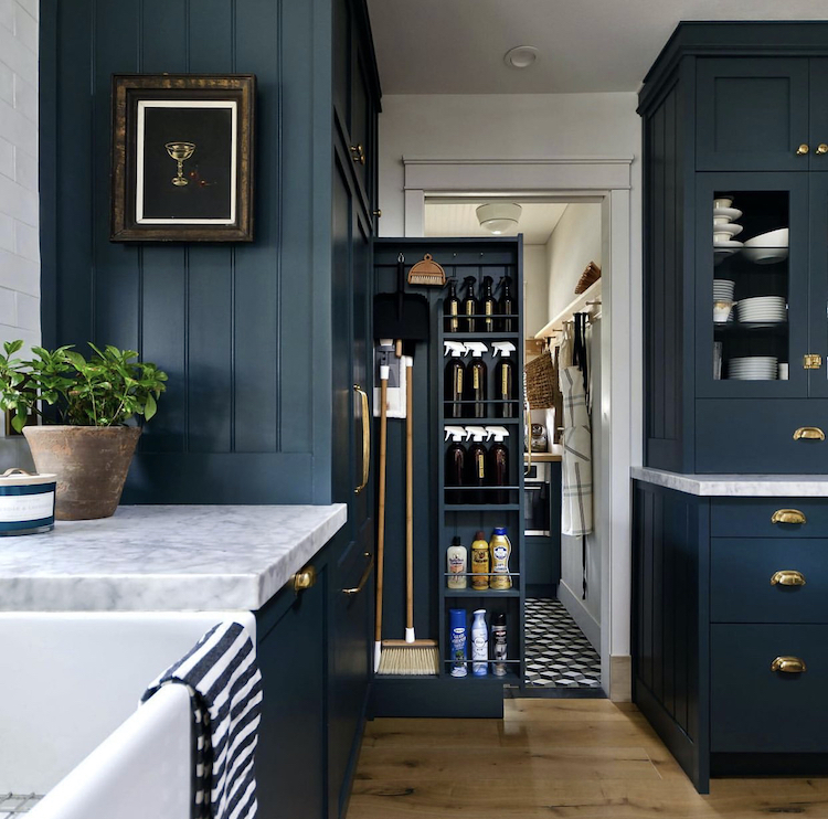 navy blue kitchen by @renovate108 shared by author Amy Azzarito