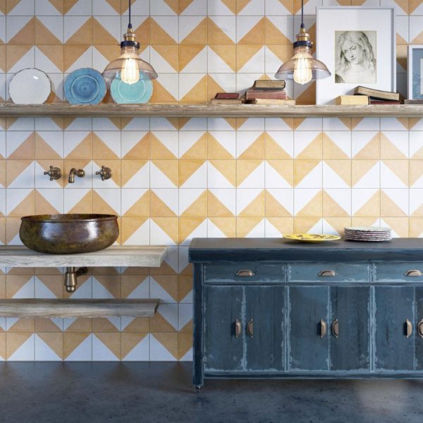 magic triangle yellow encaustic tiles from ottotiles