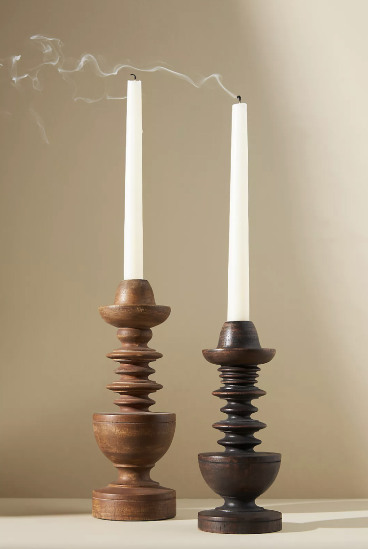 anna spiro wooden candle holders for anthropologie