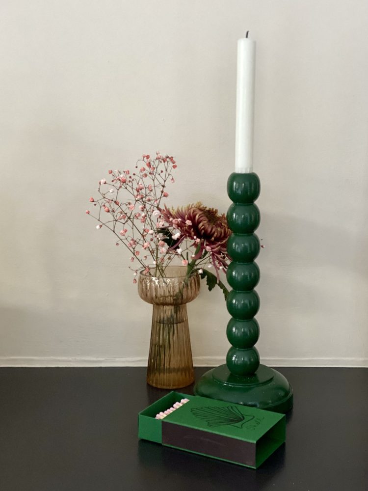  vase from birdie fortescue and candle holder from folie chambre