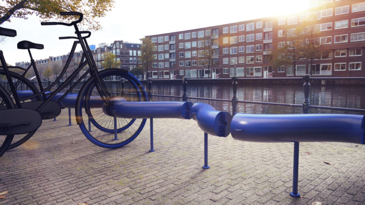 Designers Guillaume Roukhomovsky and Blaž Verhnjak have created S-Park, a bike rack system that can use kinetic energy from cycling to charge batteries