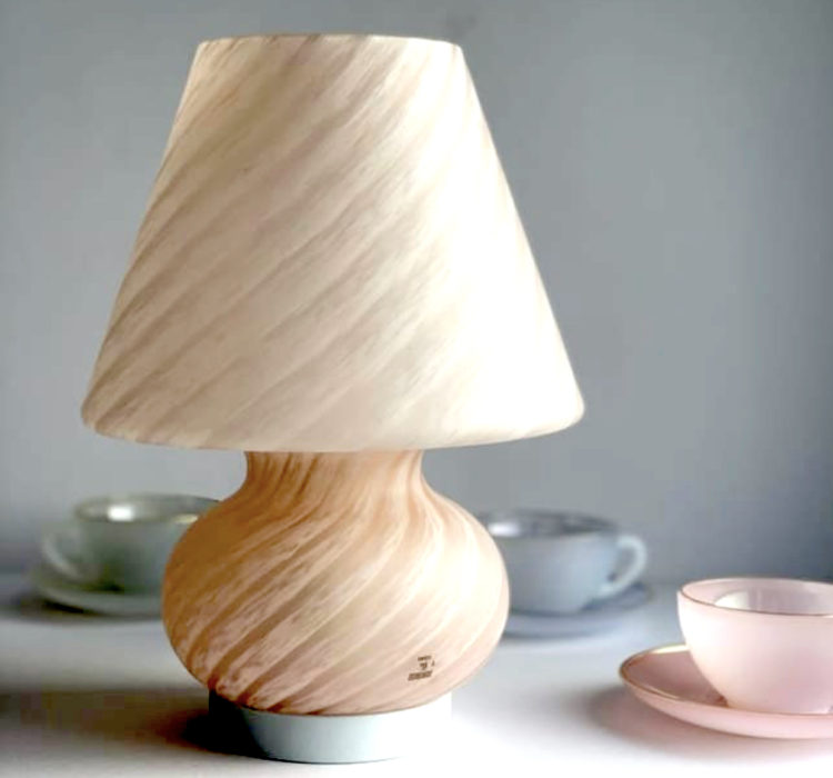 Italian pink swirl Murano mushroom lamp via sourced & found on Narchie £395