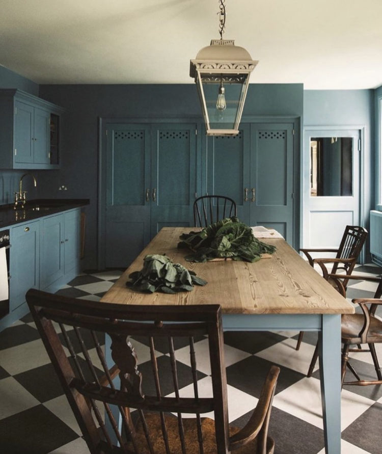 blue kitchen by @plainenglishkitchens today- @museumofthehome