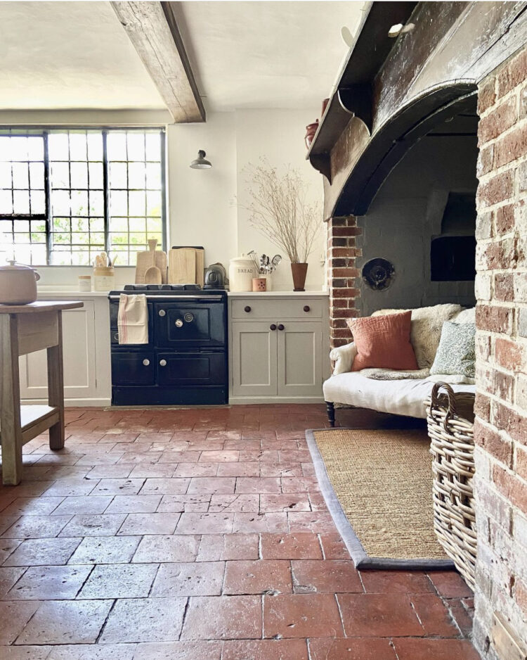 beautiful old terracotta floor in the home of @the_textured_room