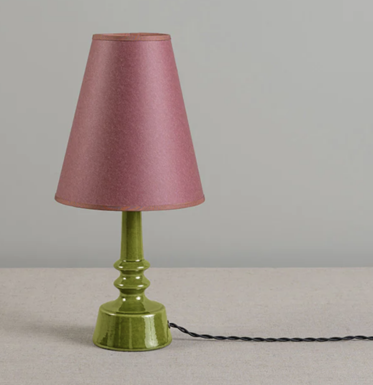 olive green ceramic table lamp by nicola harding