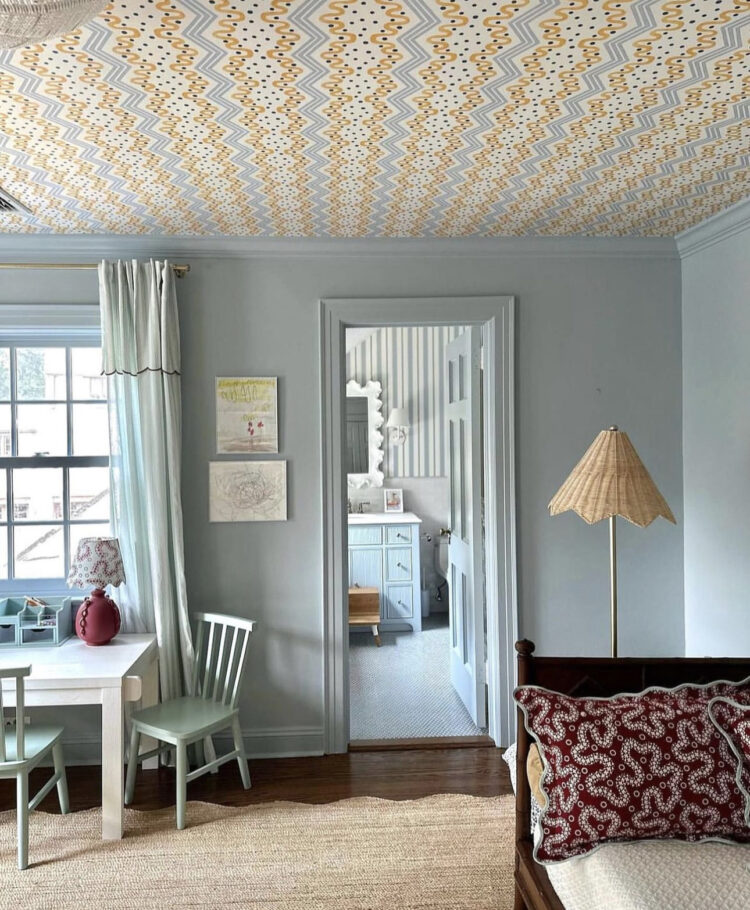 wallpapered ceiling wallpaper by ottoline devries at @mychicnest